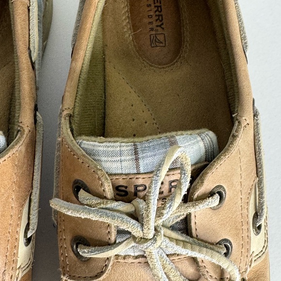 Sperry Top Side with Blue plaid Tan Boat Shoes and Non-Slip Sole - Picture 5 of 7